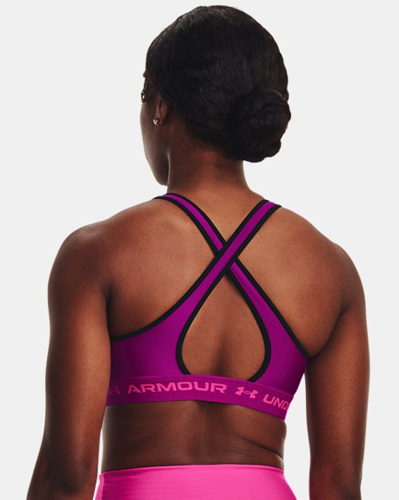 Sujetador deportivo de sujeción media y espalda cruzada Armour® para mujer, Purple, pdpMainDesktop image number 1